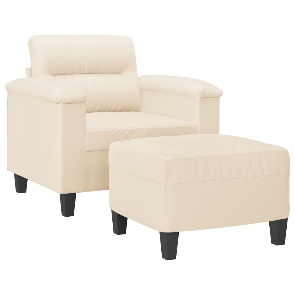 vidaXL Sillón con taburete tela de microfibra beige 60 cm