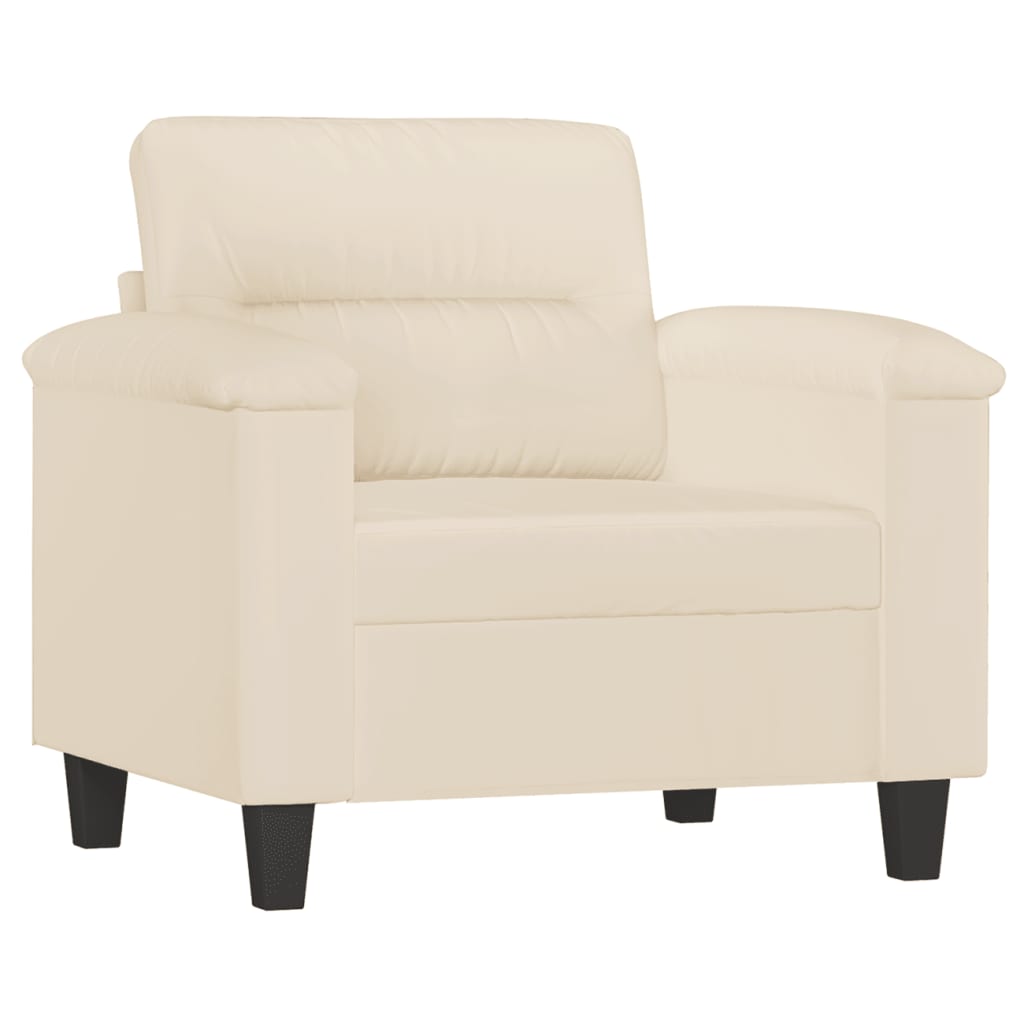 vidaXL Sillón con taburete tela de microfibra beige 60 cm