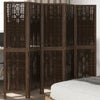 vidaXL Biombo separador de 5 paneles madera paulownia marrón oscuro