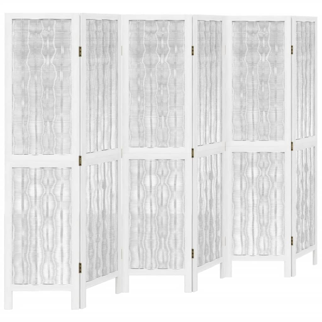 vidaXL Biombo separador de 6 paneles madera maciza Paulownia blanco