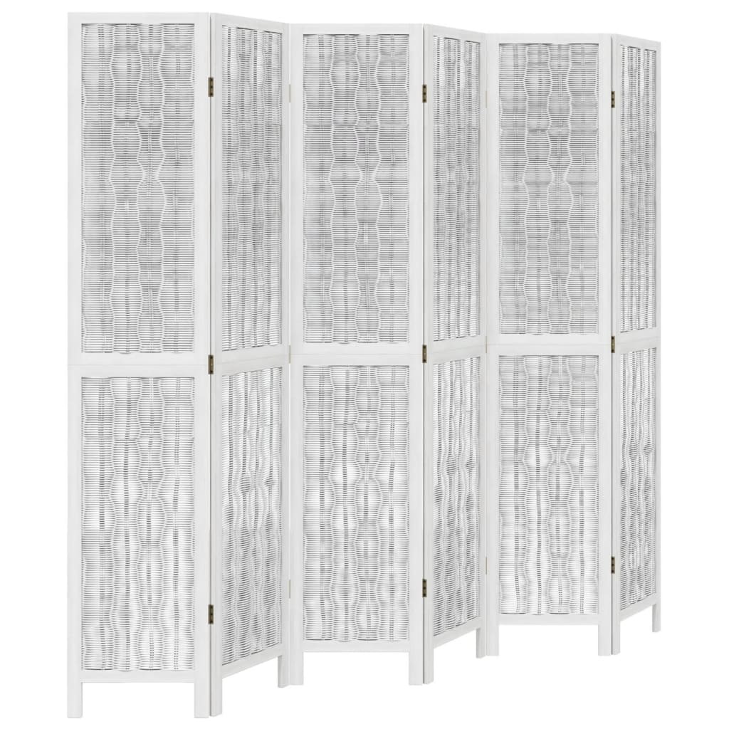 vidaXL Biombo separador de 6 paneles madera maciza Paulownia blanco