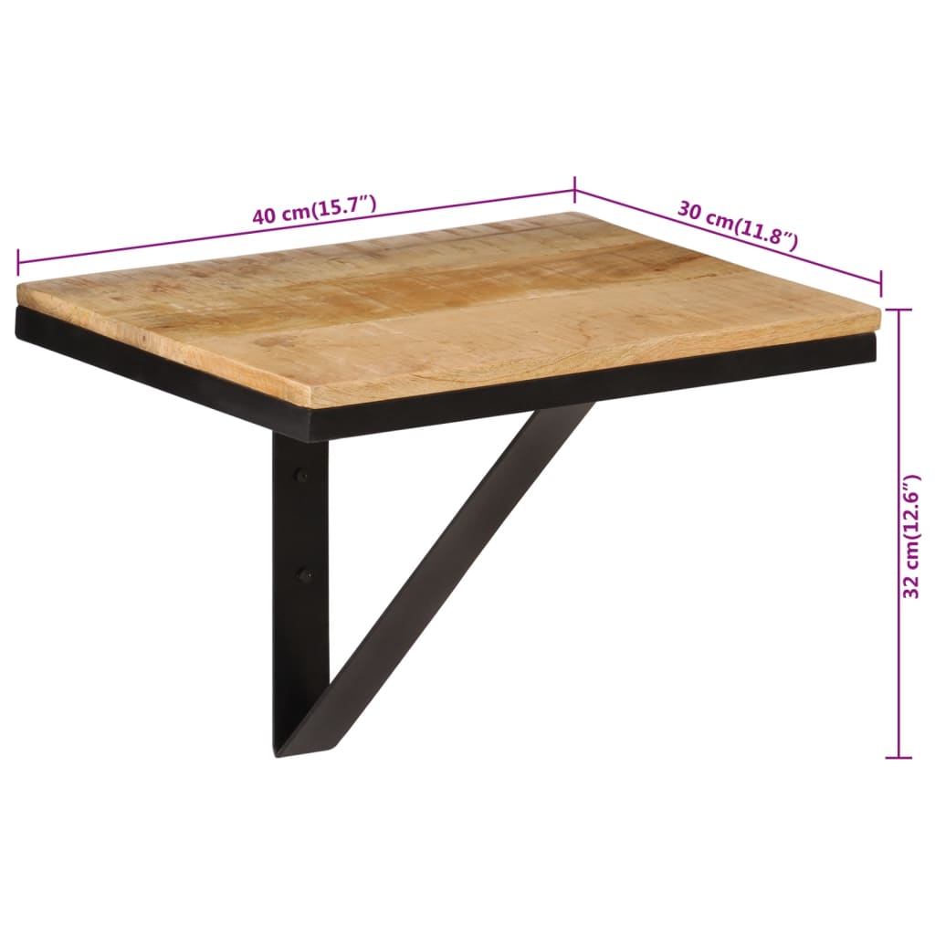 vidaXL Estante de pared madera maciza de mango y hierro 40x30x32 cm