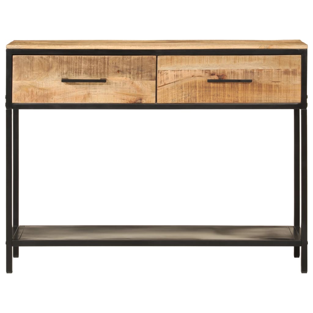 vidaXL Mesa consola madera maciza de mango y hierro 100x35x76 cm