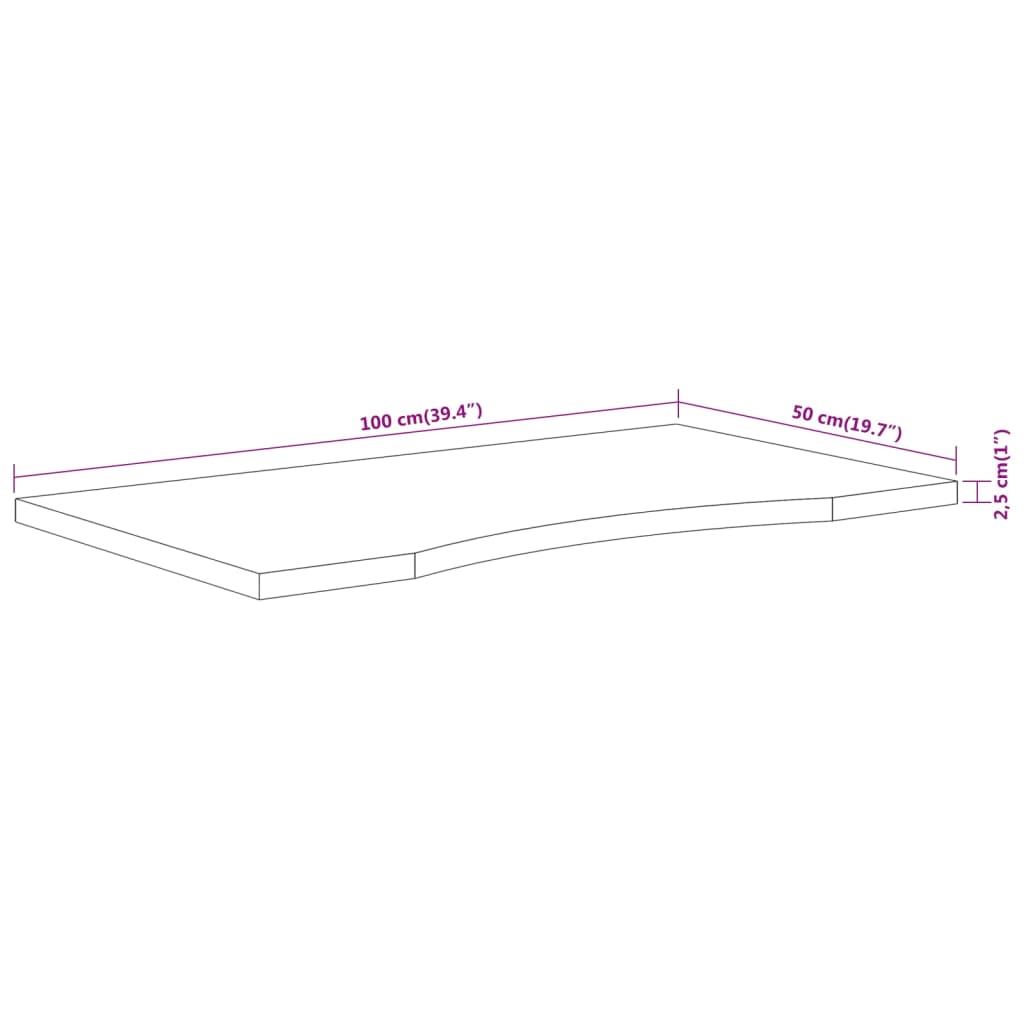 vidaXL Tablero de escritorio rectangular madera acacia 100x50x2,5 cm