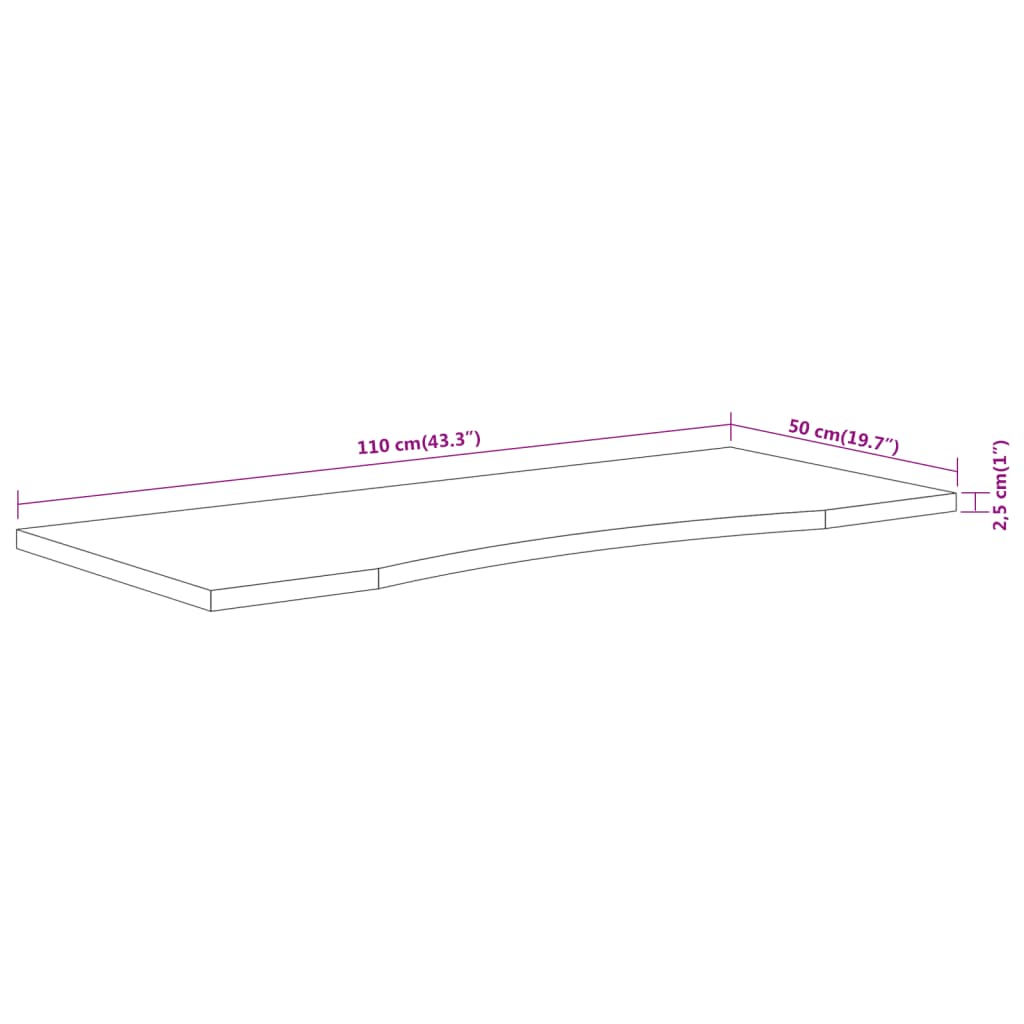 vidaXL Tablero de escritorio rectangular madera acacia 110x50x2,5 cm