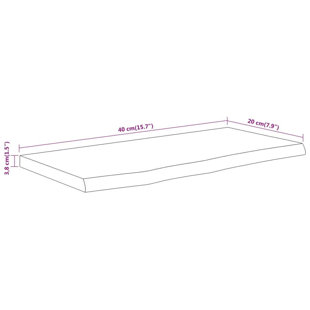 vidaXL Estante pared rectangular madera acacia borde vivo 40x20x3,8 cm