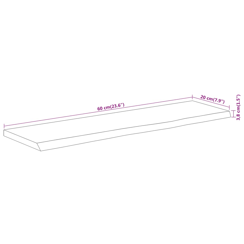 vidaXL Estante pared rectangular madera acacia borde vivo 60x20x3,8 cm