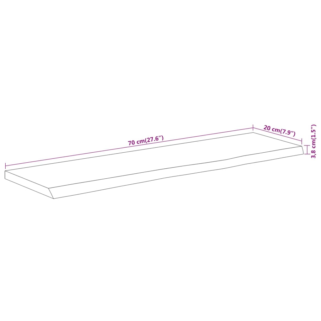 vidaXL Estante pared rectangular madera acacia borde vivo 70x20x3,8 cm