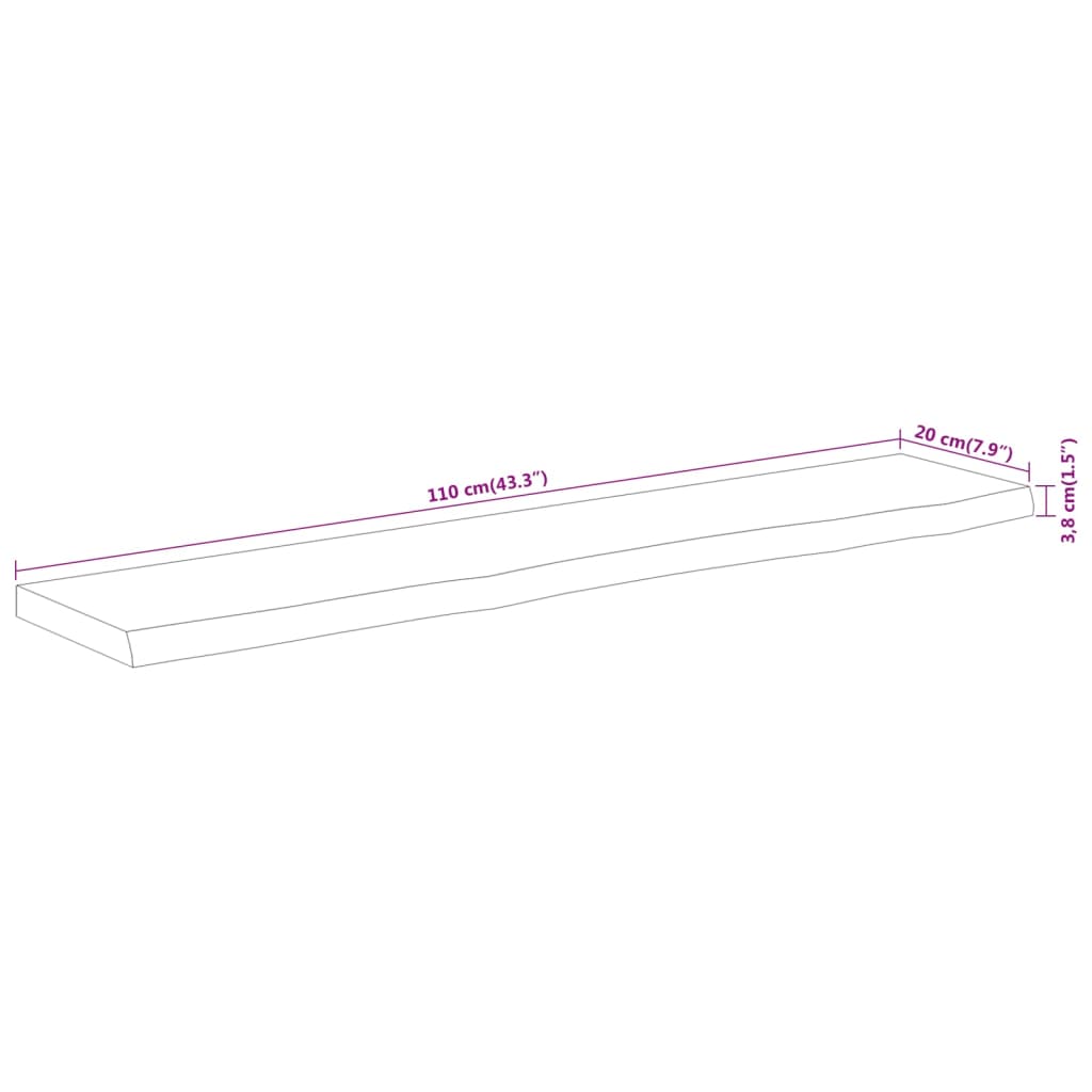 vidaXL Estante pared rectangular madera acacia borde vivo 110x20x3,8cm