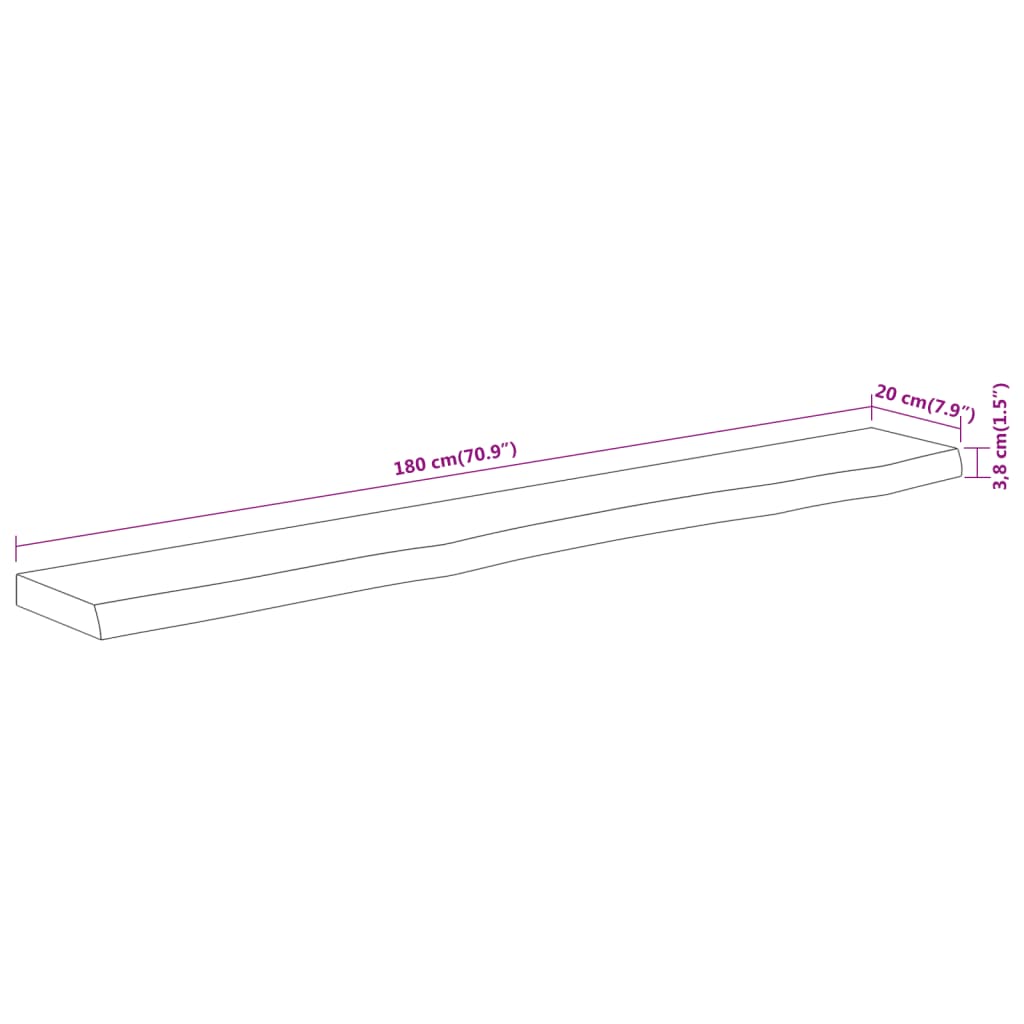 vidaXL Estante pared rectangular madera acacia borde vivo 180x20x3,8cm