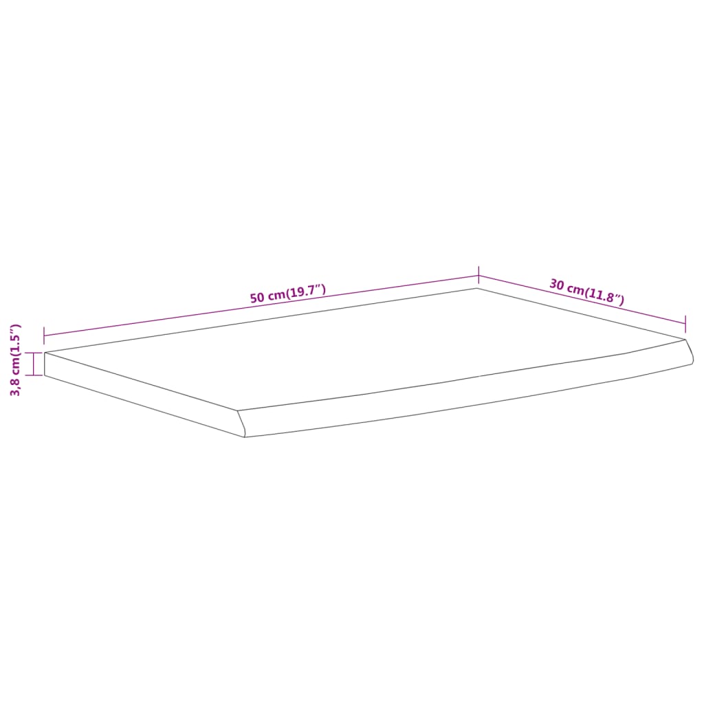 vidaXL Estante pared rectangular madera acacia borde vivo 50x30x3,8 cm