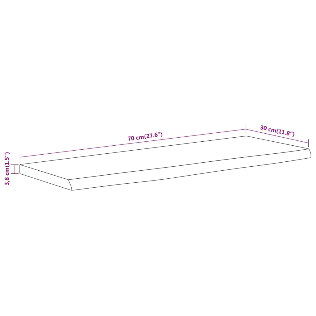 vidaXL Estante pared rectangular madera acacia borde vivo 70x30x3,8 cm