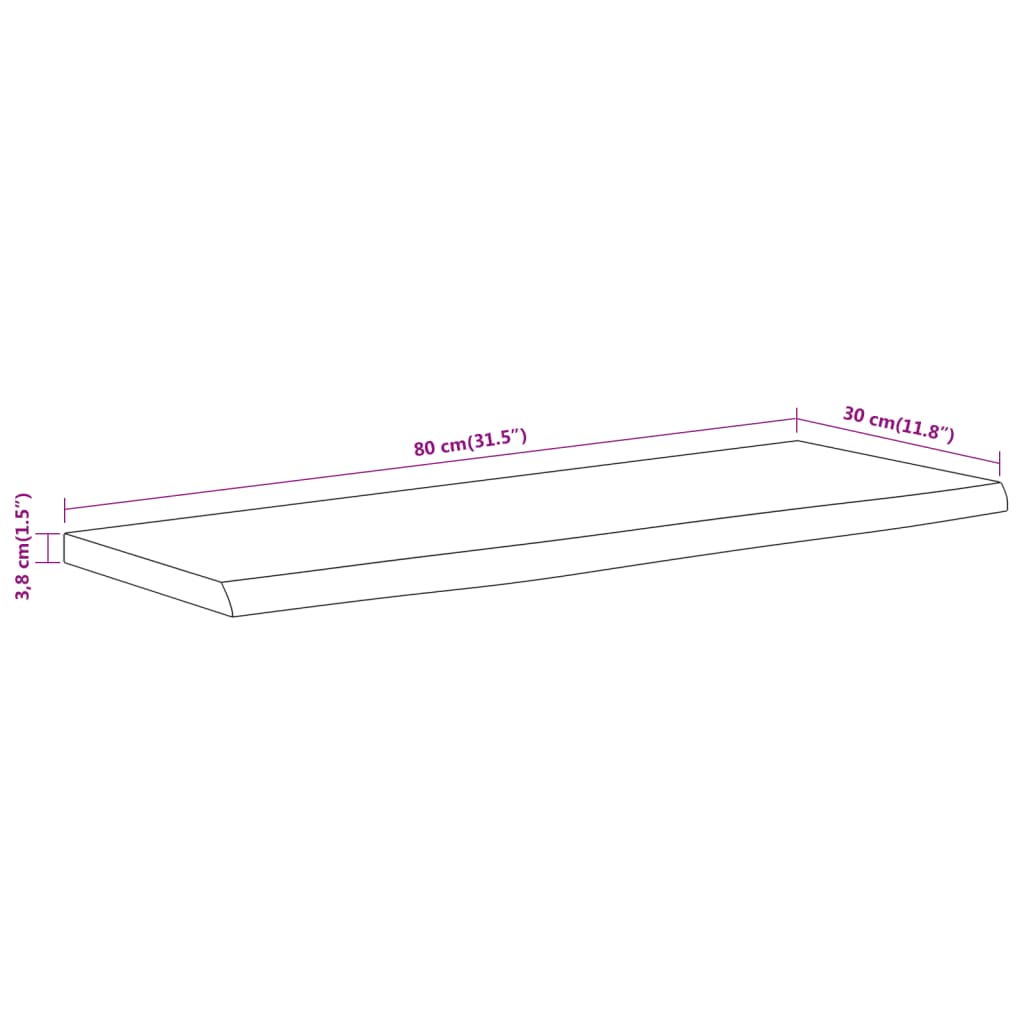 vidaXL Estante pared rectangular madera acacia borde vivo 80x30x3,8 cm