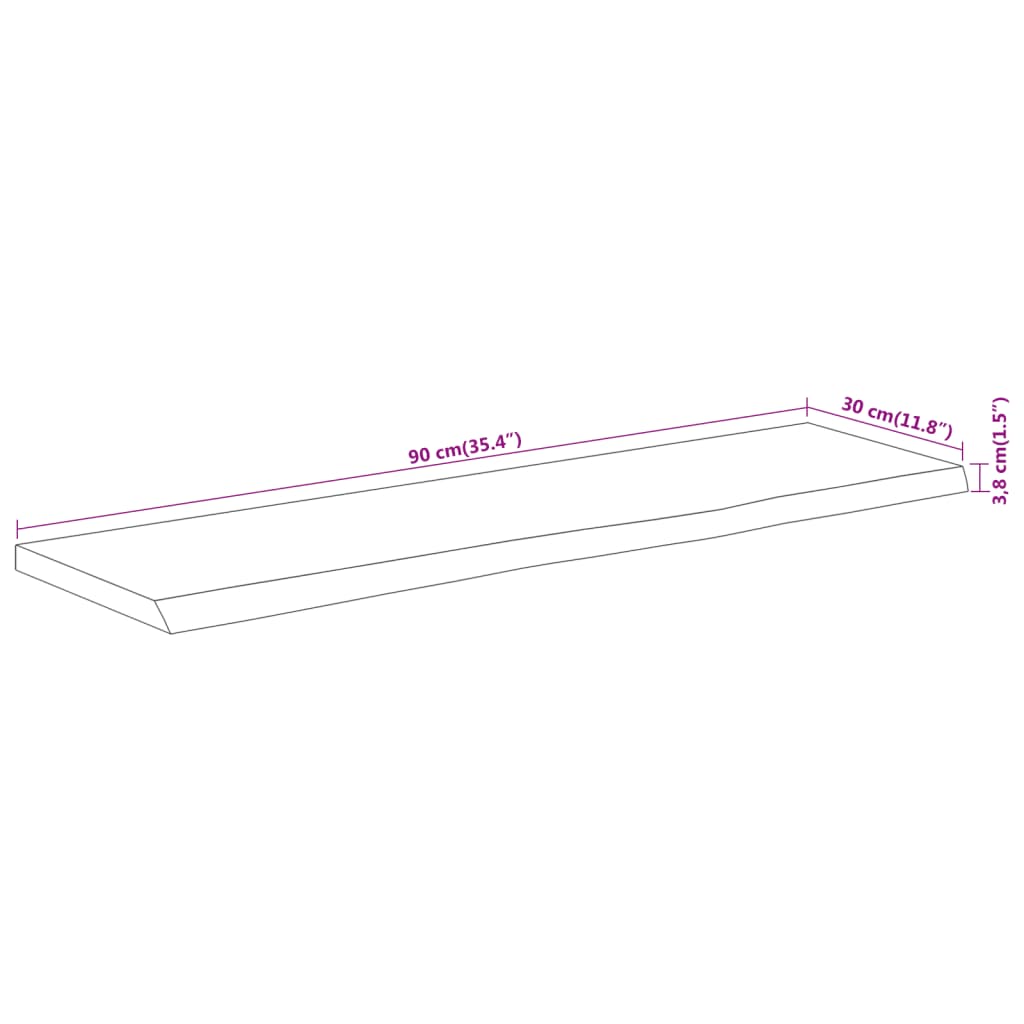 vidaXL Estante pared rectangular madera acacia borde vivo 90x30x3,8 cm