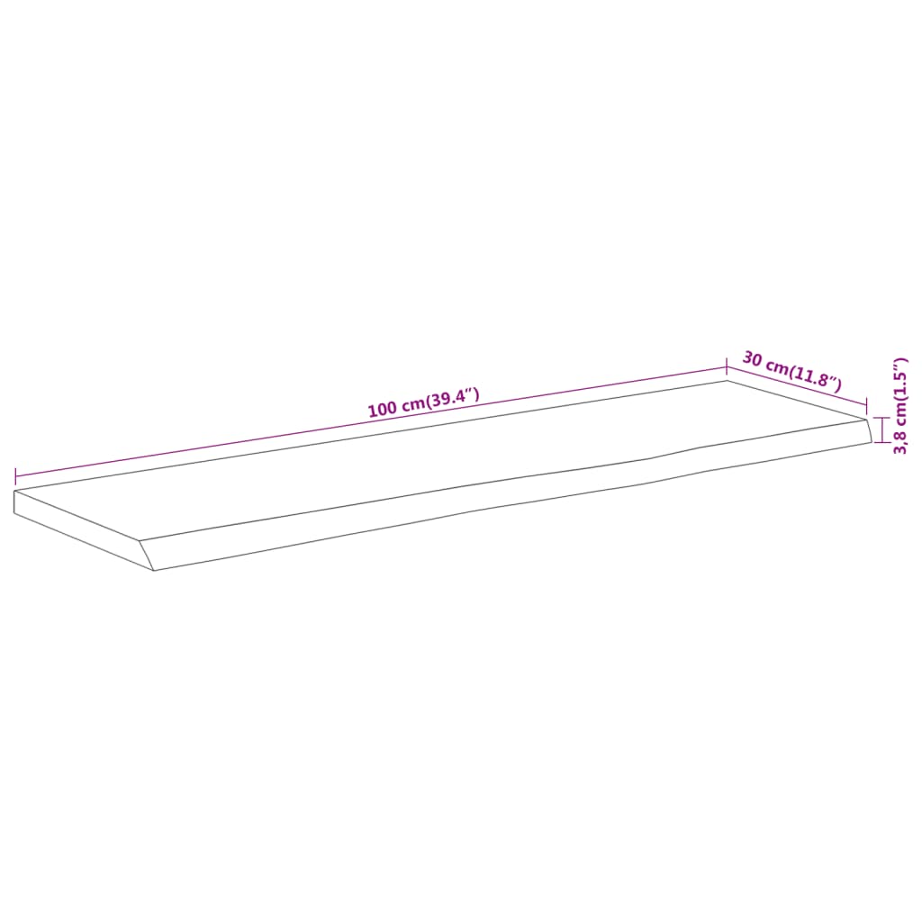 vidaXL Estante pared rectangular madera acacia borde vivo 100x30x3,8cm