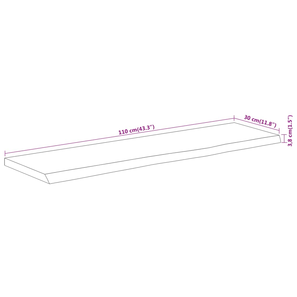 vidaXL Estante pared rectangular madera acacia borde vivo 110x30x3,8cm