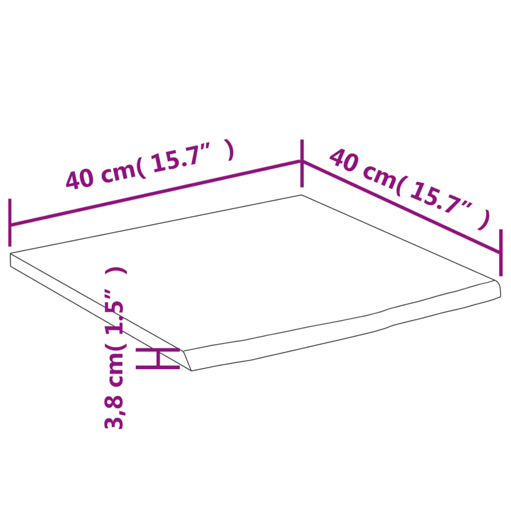 vidaXL Estante pared cuadrado madera de acacia borde vivo 40x40x3,8 cm