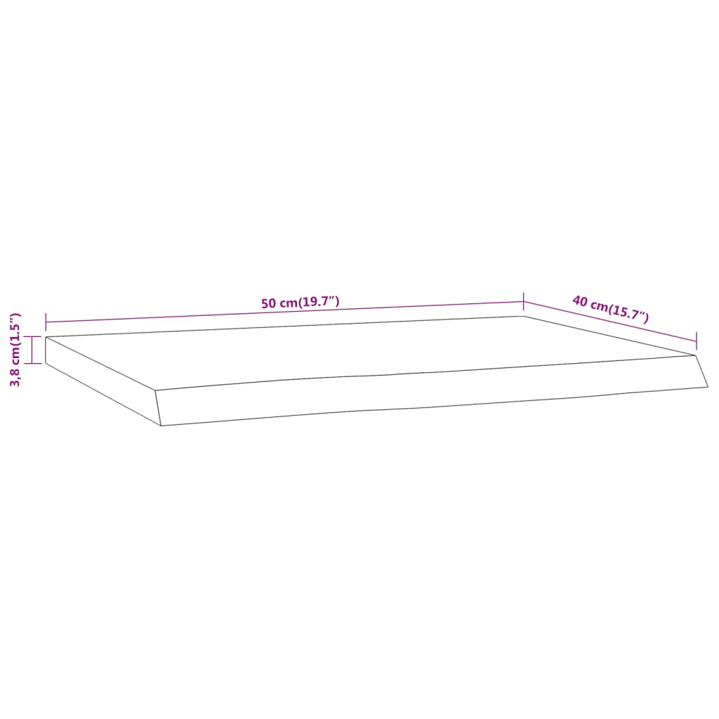 vidaXL Estante pared rectangular madera acacia borde vivo 50x40x3,8 cm