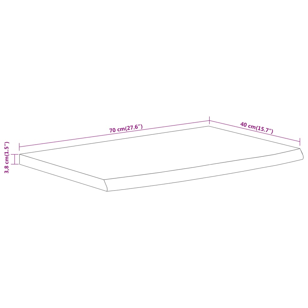 vidaXL Estante pared rectangular madera acacia borde vivo 70x40x3,8 cm