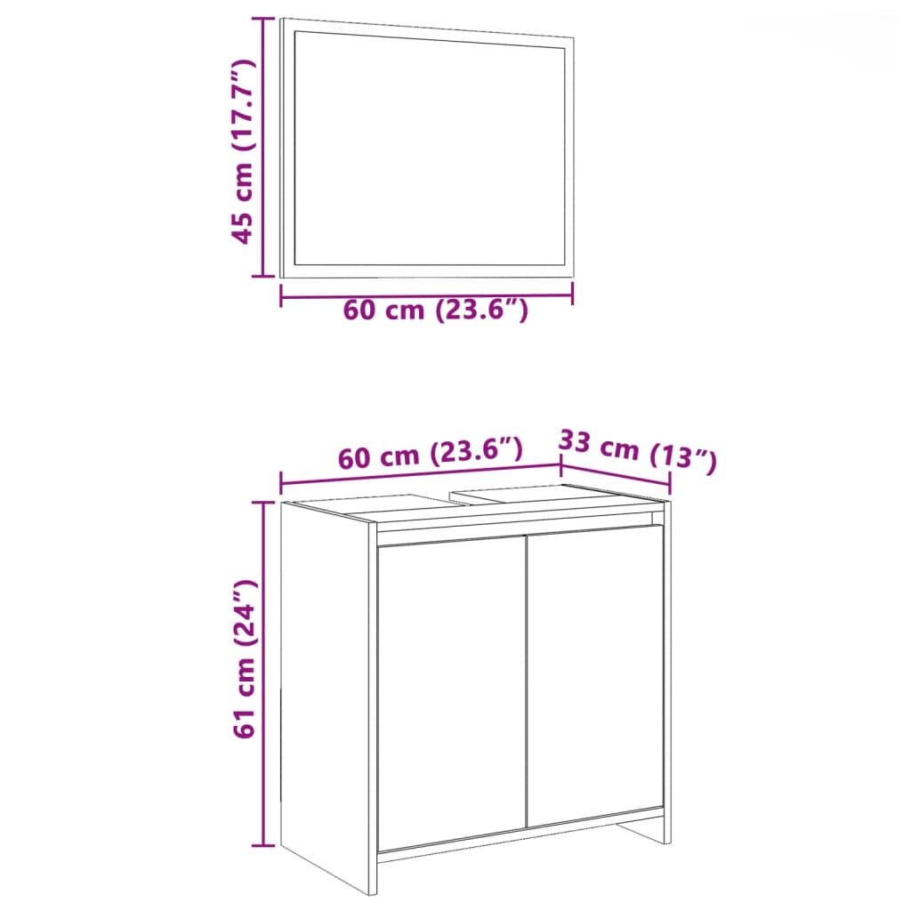 vidaXL Set de muebles baño 2 pzas madera contrachapada roble ahumado