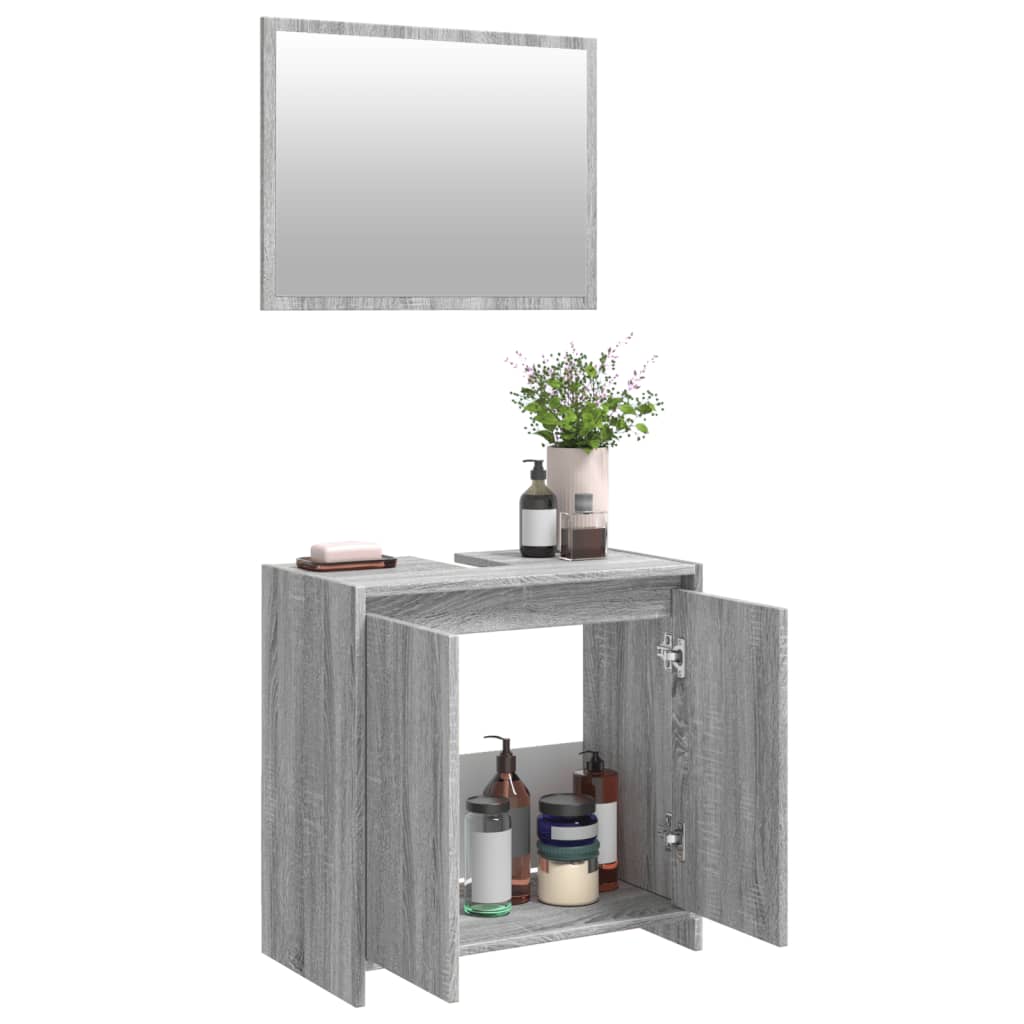 vidaXL Set de muebles de baño 2 pzas madera contrachapada gris sonoma