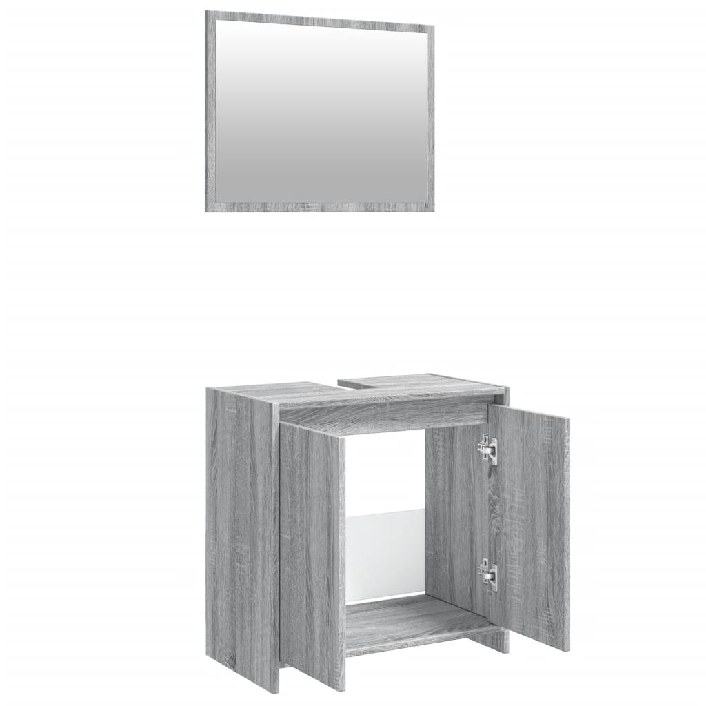 vidaXL Set de muebles de baño 2 pzas madera contrachapada gris sonoma