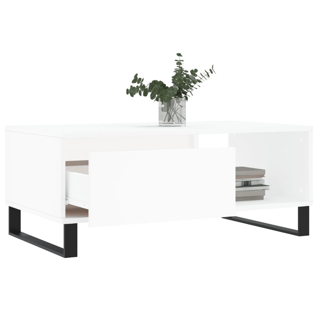 vidaXL Mesa de centro madera contrachapada blanco 90x50x36,5 cm