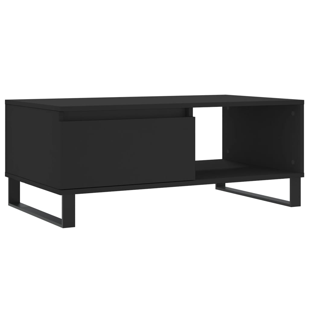 vidaXL Mesa de centro madera contrachapada negro 90x50x36,5 cm