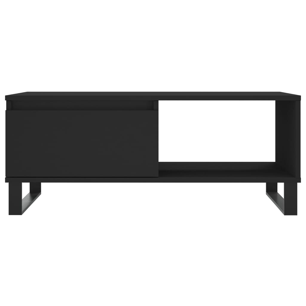 vidaXL Mesa de centro madera contrachapada negro 90x50x36,5 cm