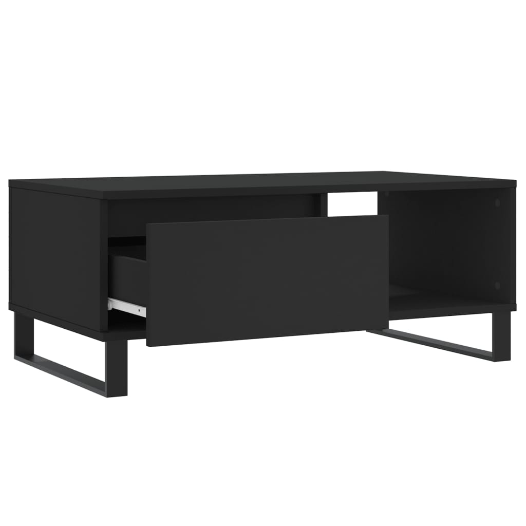 vidaXL Mesa de centro madera contrachapada negro 90x50x36,5 cm