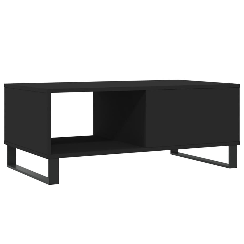 vidaXL Mesa de centro madera contrachapada negro 90x50x36,5 cm