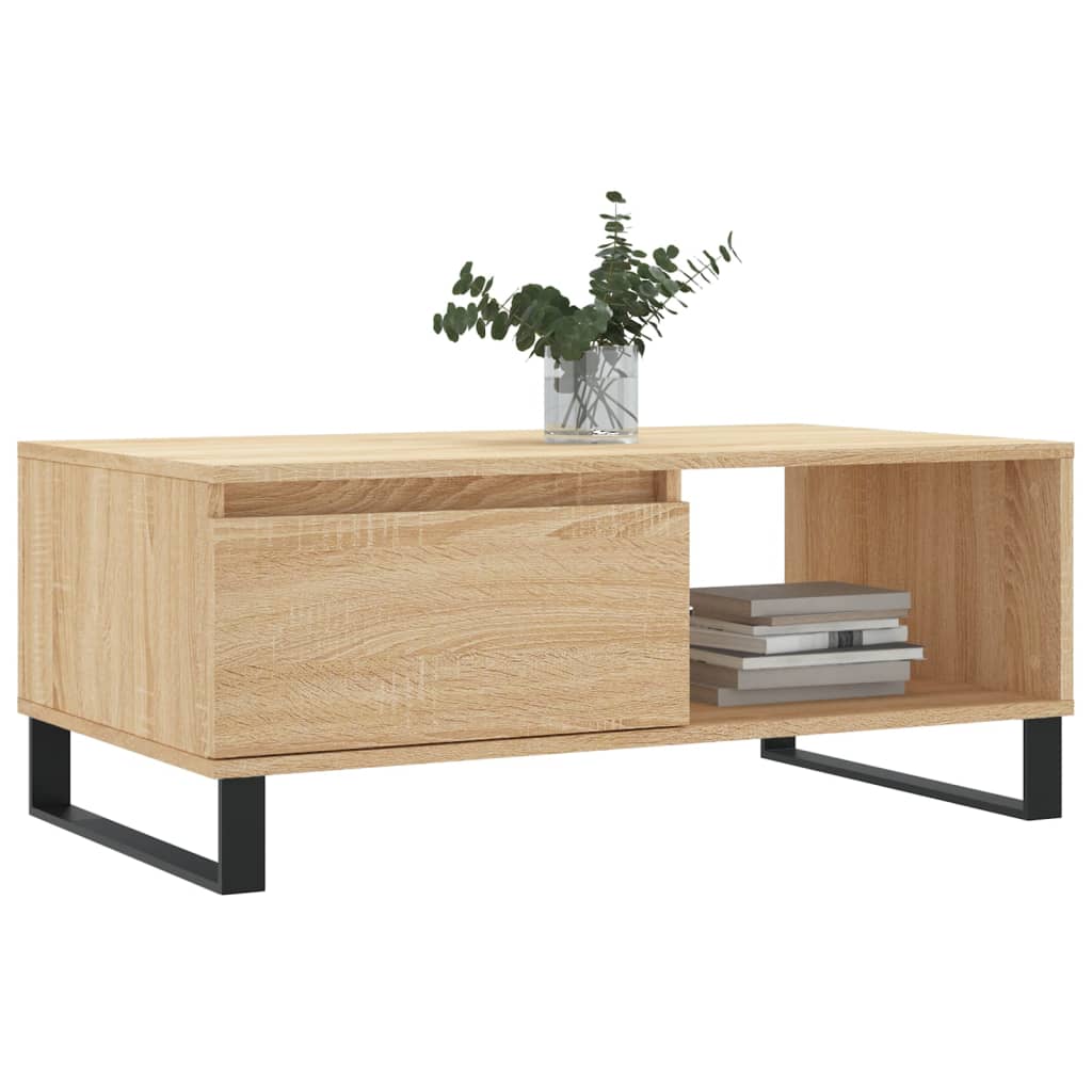 vidaXL Mesa de centro madera contrachapada roble Sonoma 90x50x36,5 cm