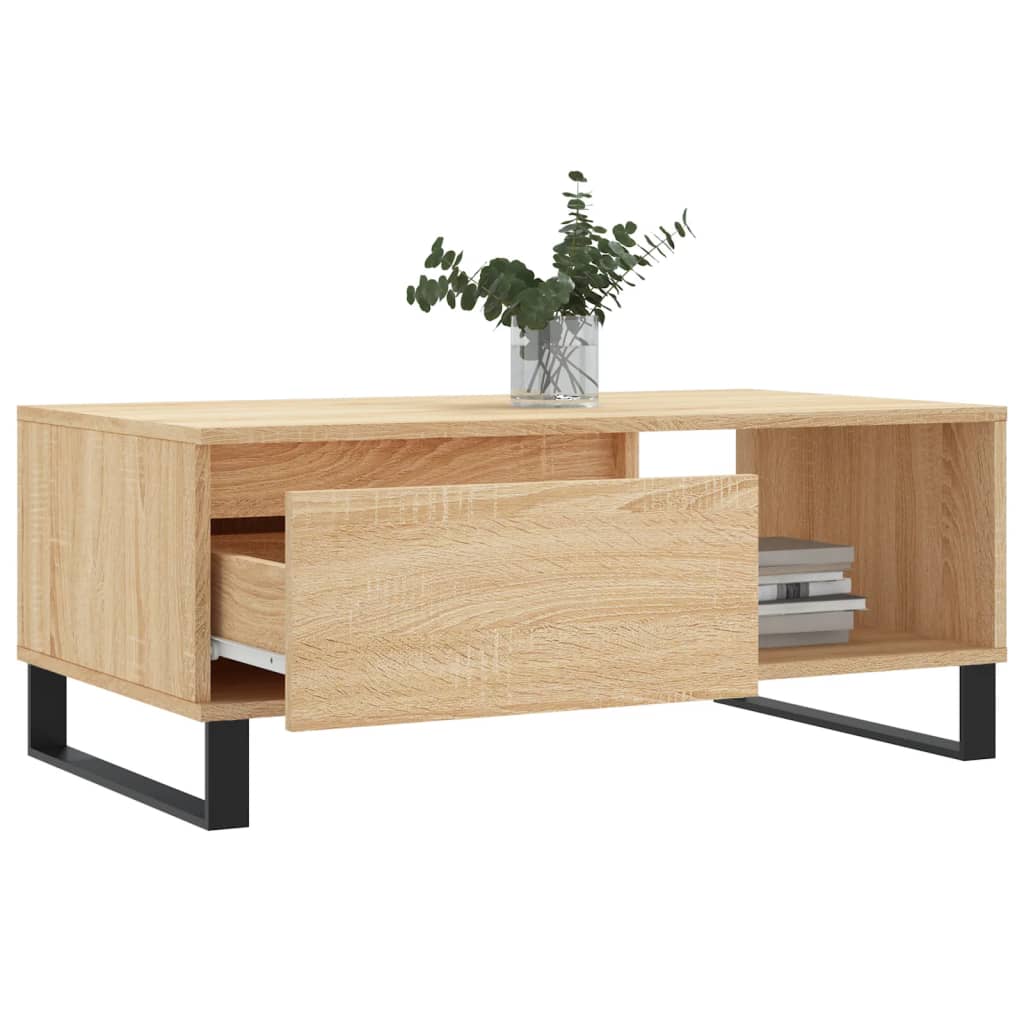 vidaXL Mesa de centro madera contrachapada roble Sonoma 90x50x36,5 cm