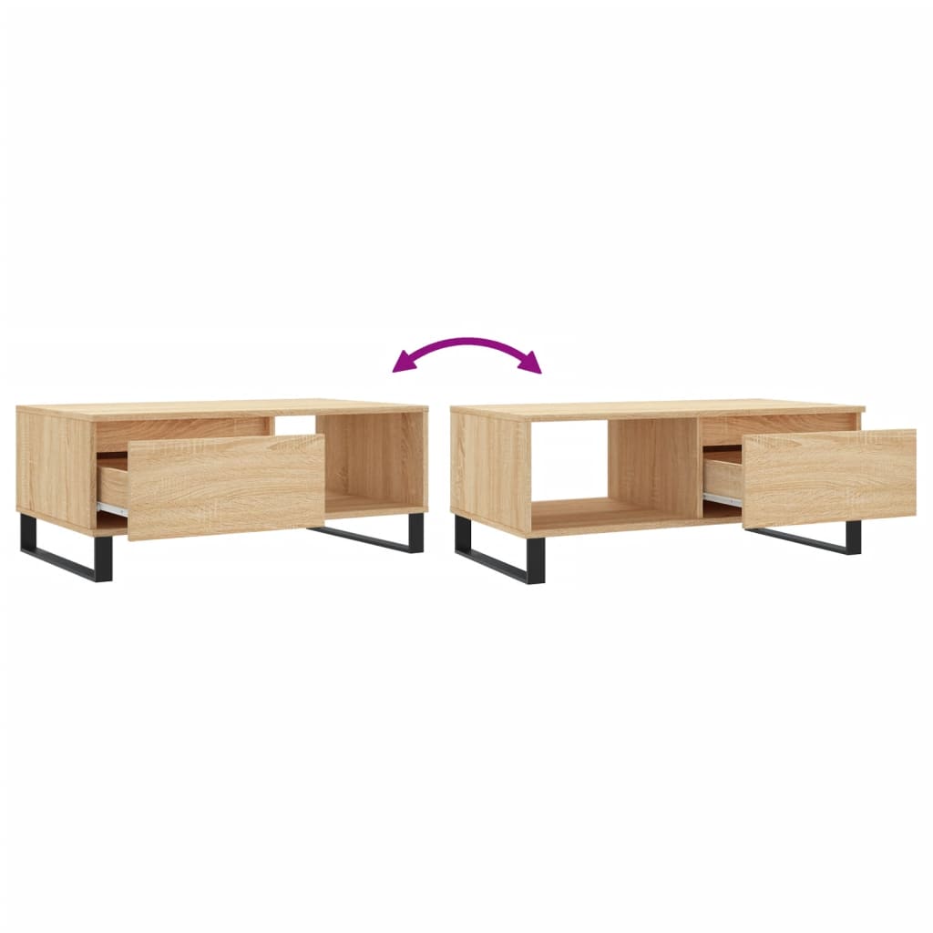 vidaXL Mesa de centro madera contrachapada roble Sonoma 90x50x36,5 cm