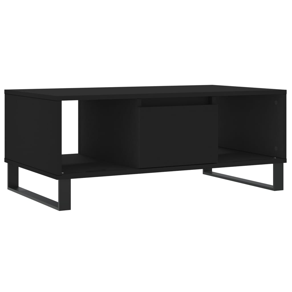 vidaXL Mesa de centro madera contrachapada negro 90x50x36,5 cm