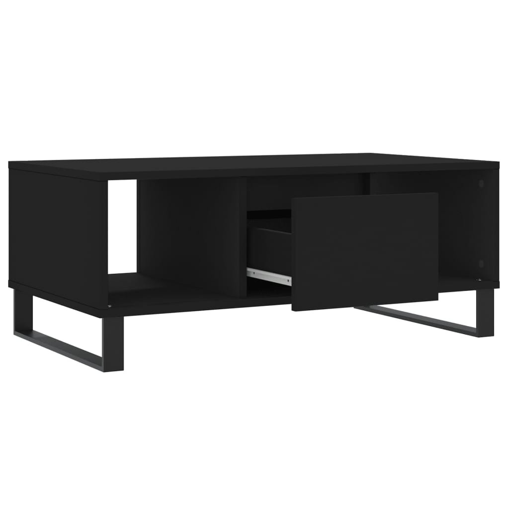 vidaXL Mesa de centro madera contrachapada negro 90x50x36,5 cm