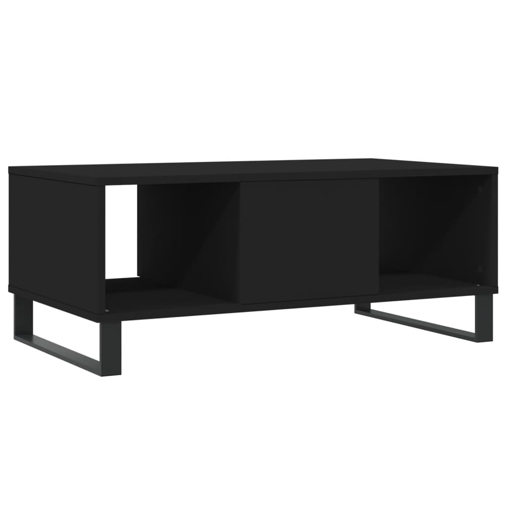 vidaXL Mesa de centro madera contrachapada negro 90x50x36,5 cm