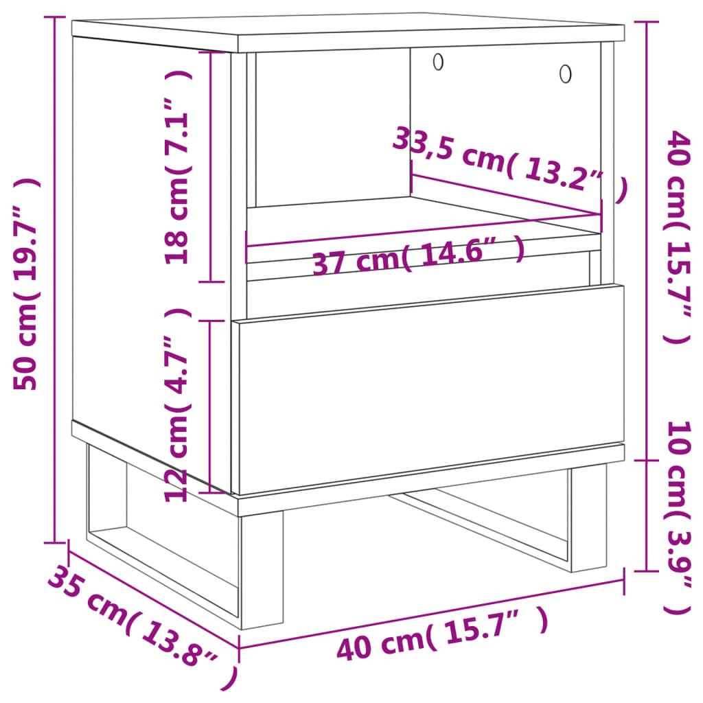 vidaXL Mesita de noche madera de ingeniería roble Sonoma 40x35x50 cm