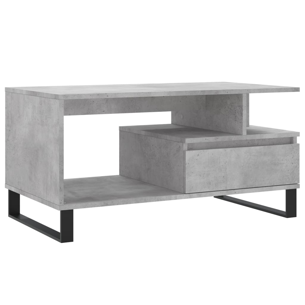 vidaXL Mesa de centro madera contrachapada gris hormigón 90x49x45 cm