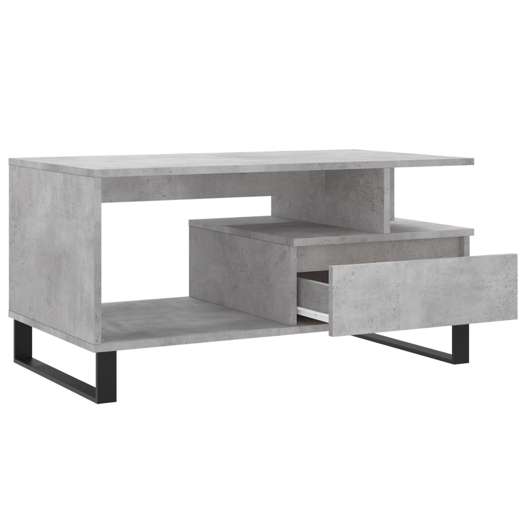 vidaXL Mesa de centro madera contrachapada gris hormigón 90x49x45 cm