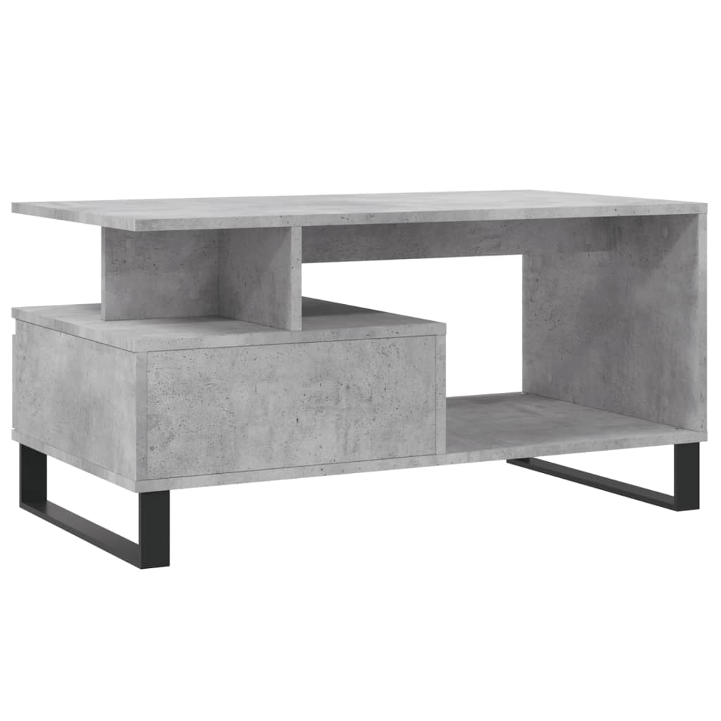 vidaXL Mesa de centro madera contrachapada gris hormigón 90x49x45 cm