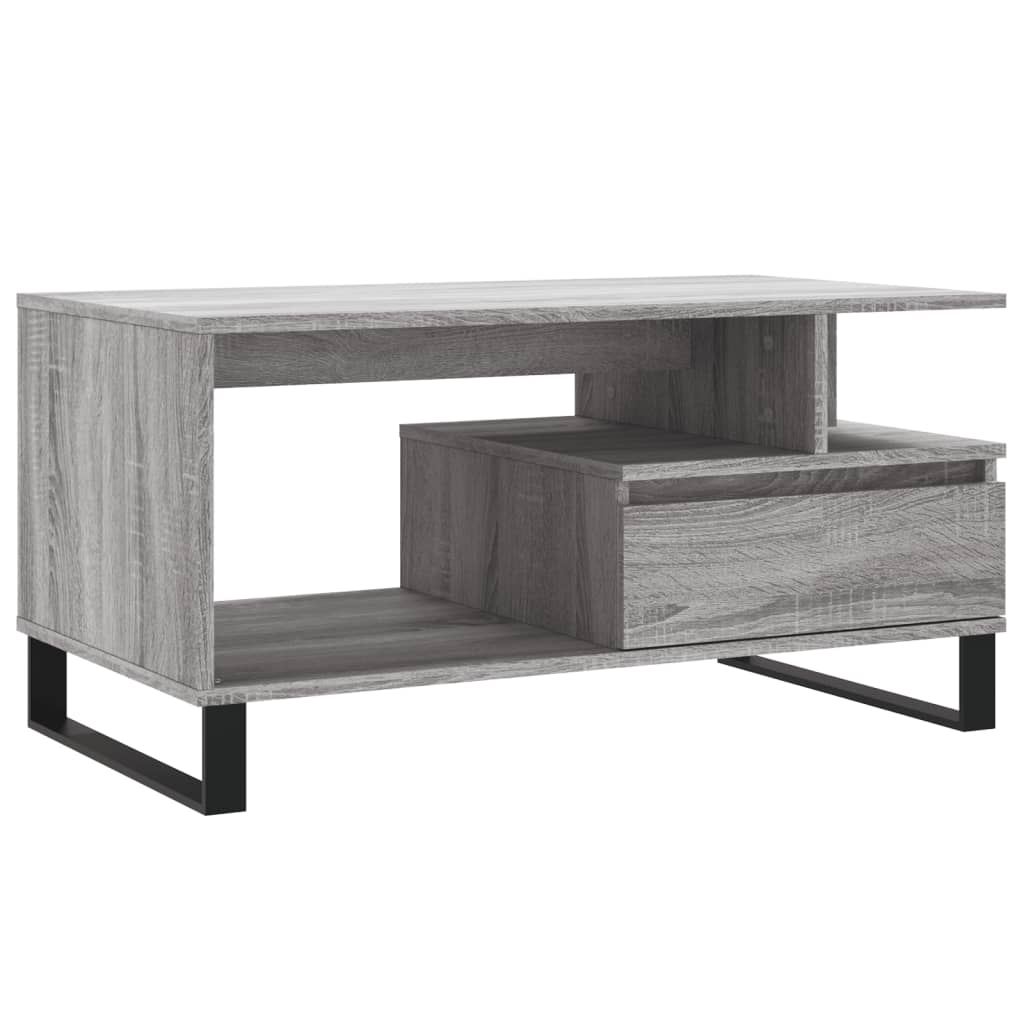 vidaXL Mesa de centro madera contrachapada gris Sonoma 90x49x45 cm