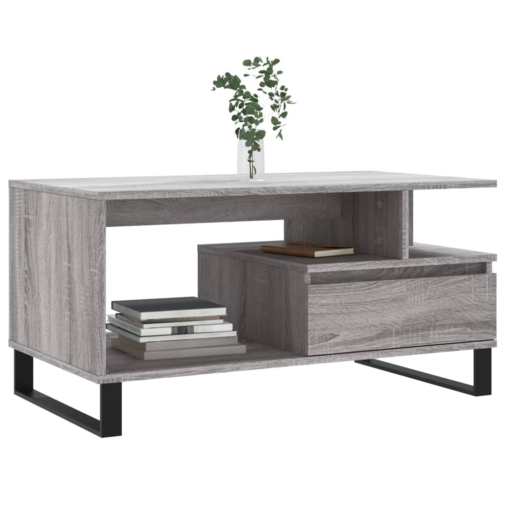 vidaXL Mesa de centro madera contrachapada gris Sonoma 90x49x45 cm