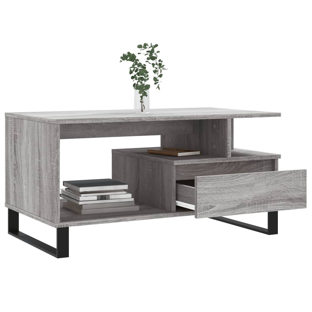 vidaXL Mesa de centro madera contrachapada gris Sonoma 90x49x45 cm