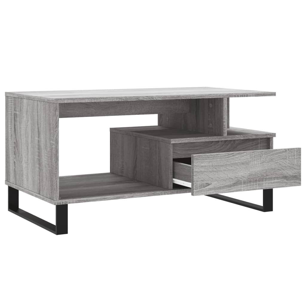 vidaXL Mesa de centro madera contrachapada gris Sonoma 90x49x45 cm