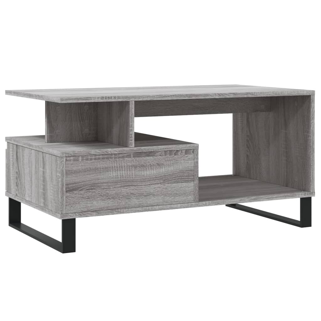 vidaXL Mesa de centro madera contrachapada gris Sonoma 90x49x45 cm