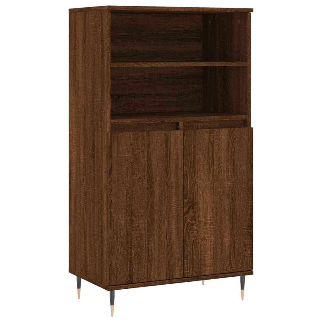 vidaXL Aparador alto madera contrachapada marrón roble 60x36x110 cm