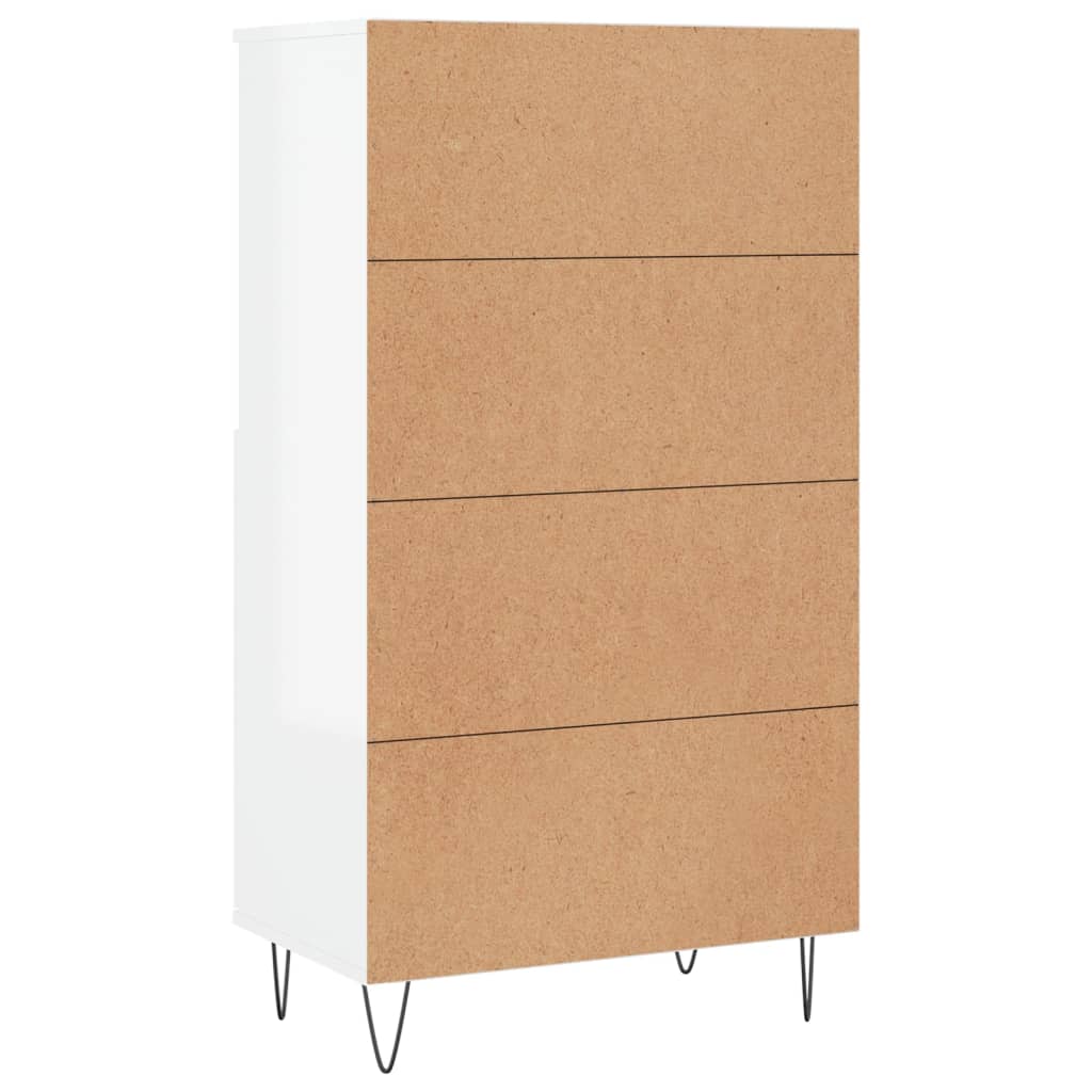 vidaXL Aparador alto madera contrachapada blanco brillo 60x36x110 cm