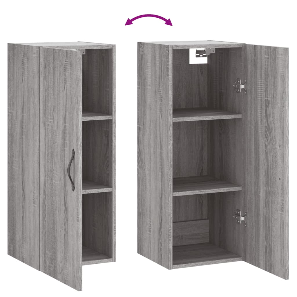 vidaXL Armario de pared madera de ingeniería gris Sonoma 34,5x34x90 cm