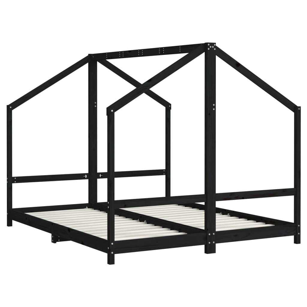 vidaXL Estructura de cama para niños madera pino negro 2x(80x200) cm